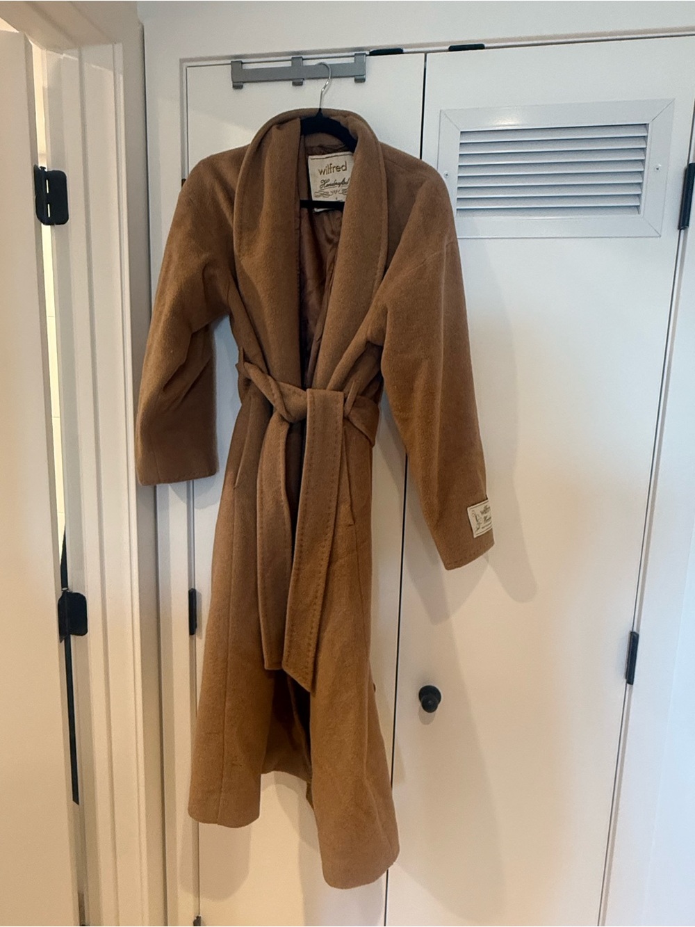 Wilfred Tan Wrap Trench Coat with Self-Tie Belt